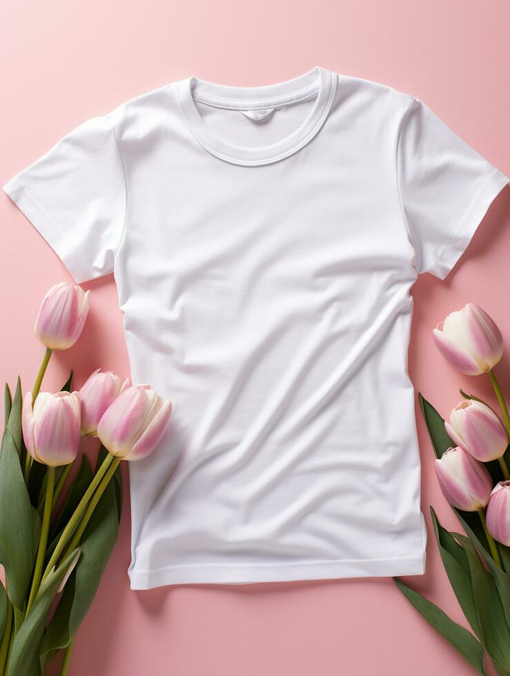 Blank white t-shirt for mockup design AI Generative photo