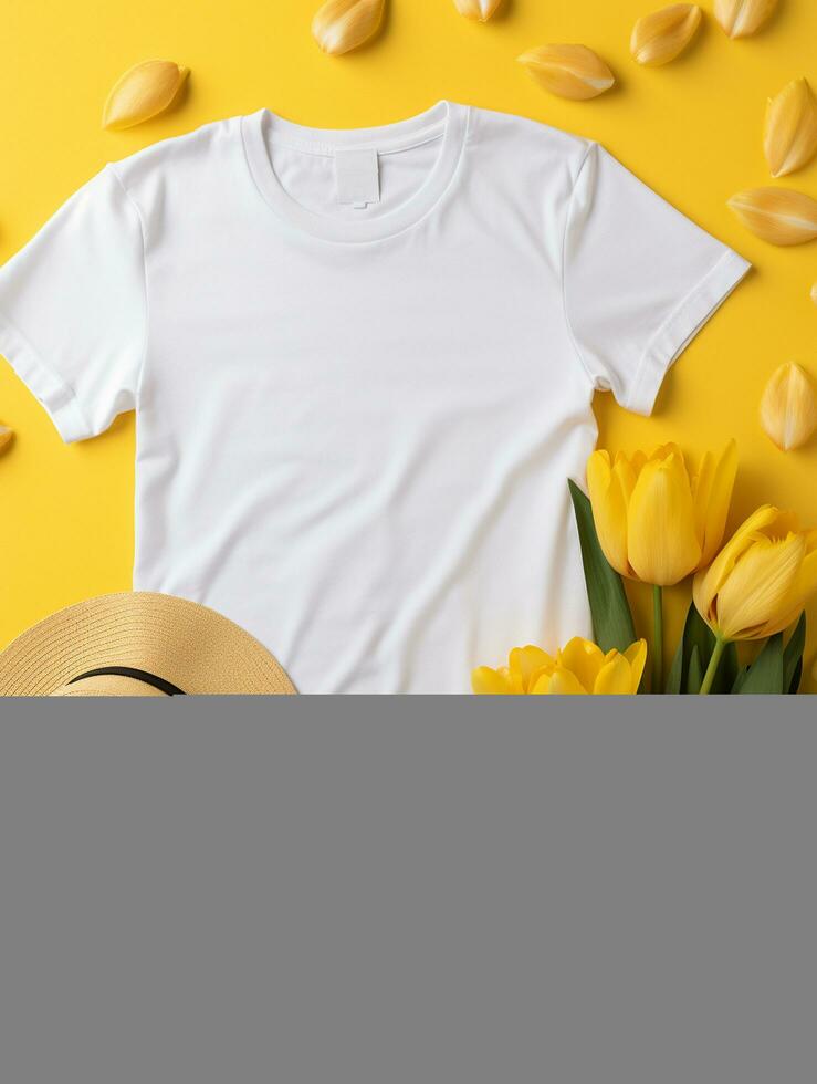 Blank white t-shirt for mockup design AI Generative photo
