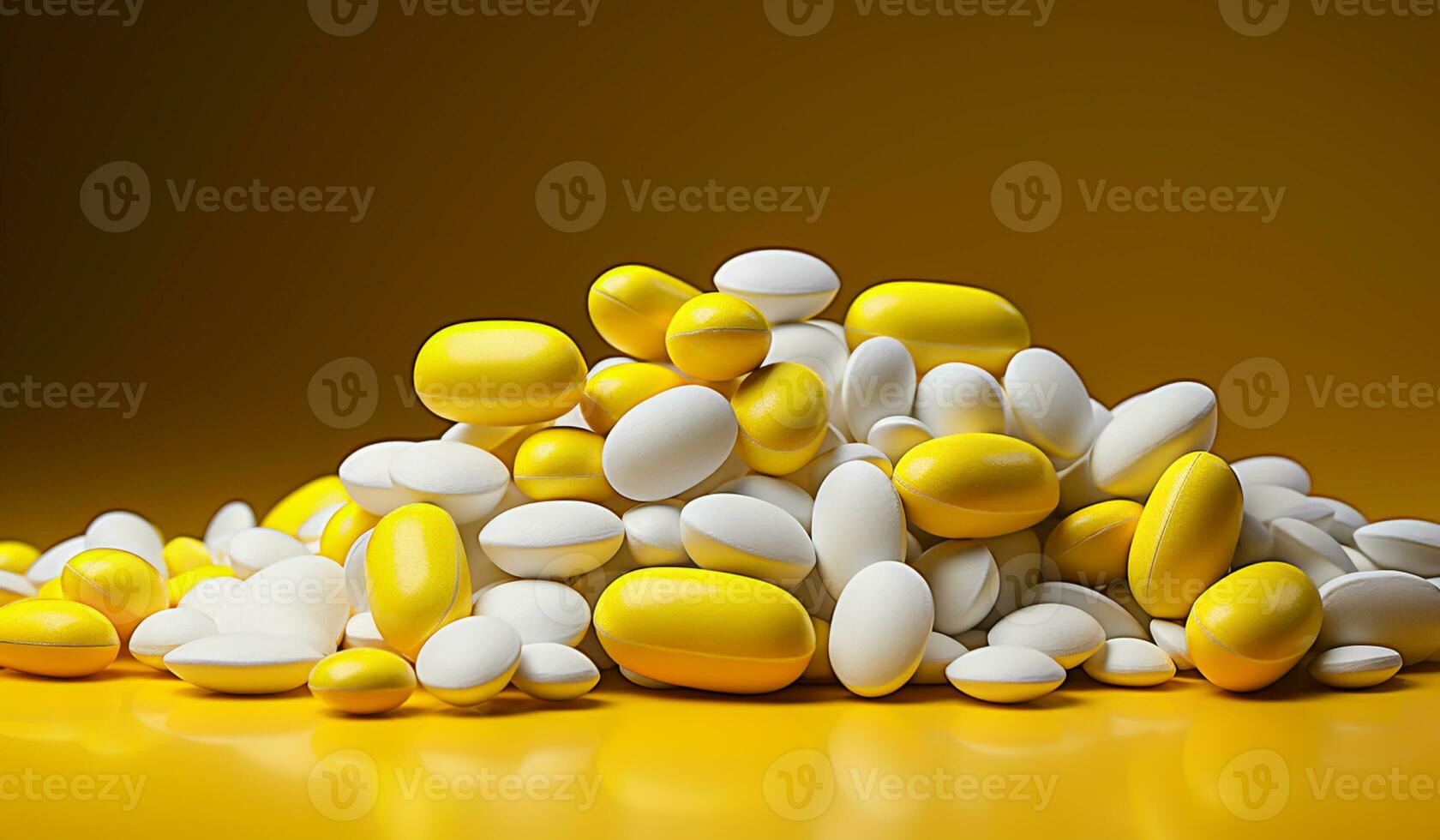 White and yellow pills. AI generated photo