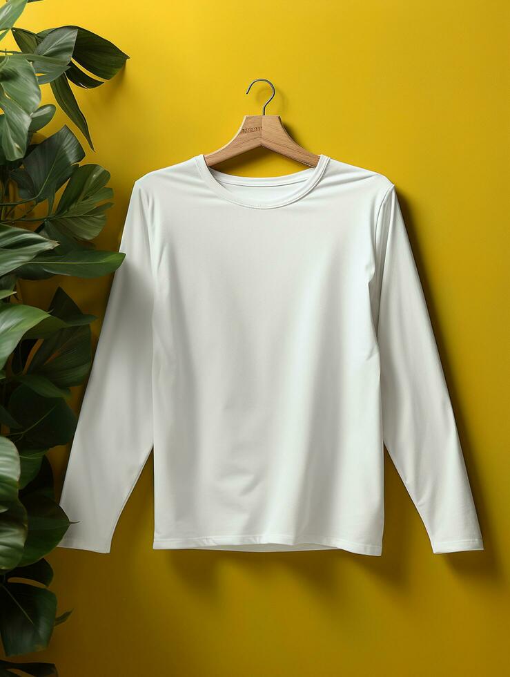 Men blank  white t-shirt for mockup design AI Generative photo