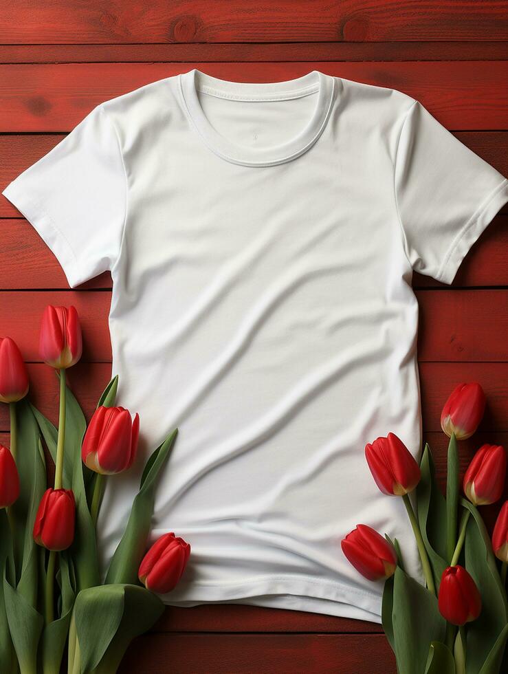 Blank white t-shirt for mockup design AI Generative photo