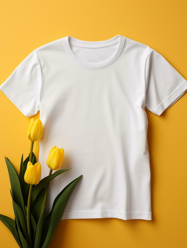 Blank white t-shirt for mockup design AI Generative photo