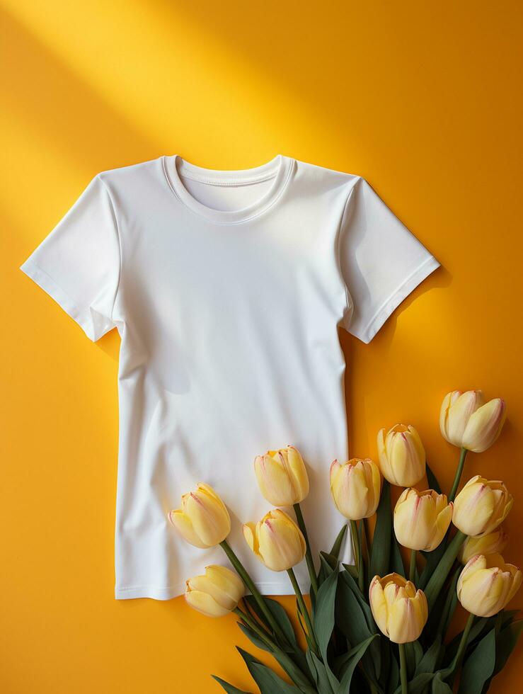 Blank white t-shirt for mockup design AI Generative photo