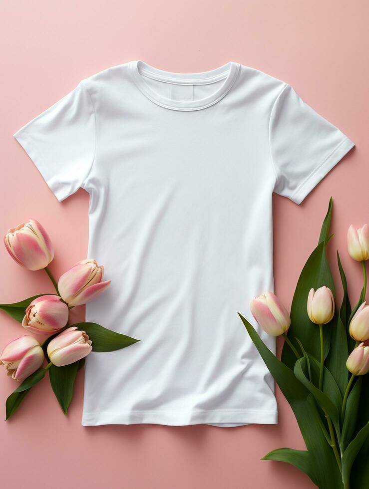 Blank white t-shirt for mockup design AI Generative photo