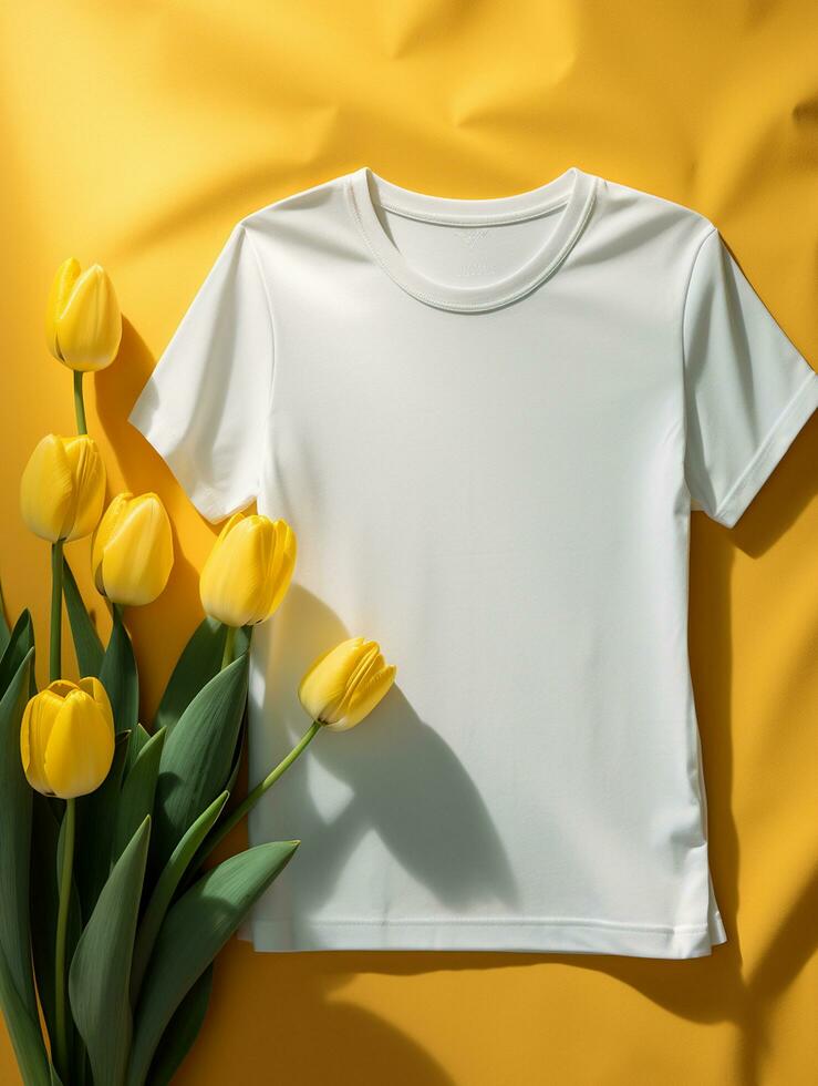 Blank white t-shirt for mockup design AI Generative photo