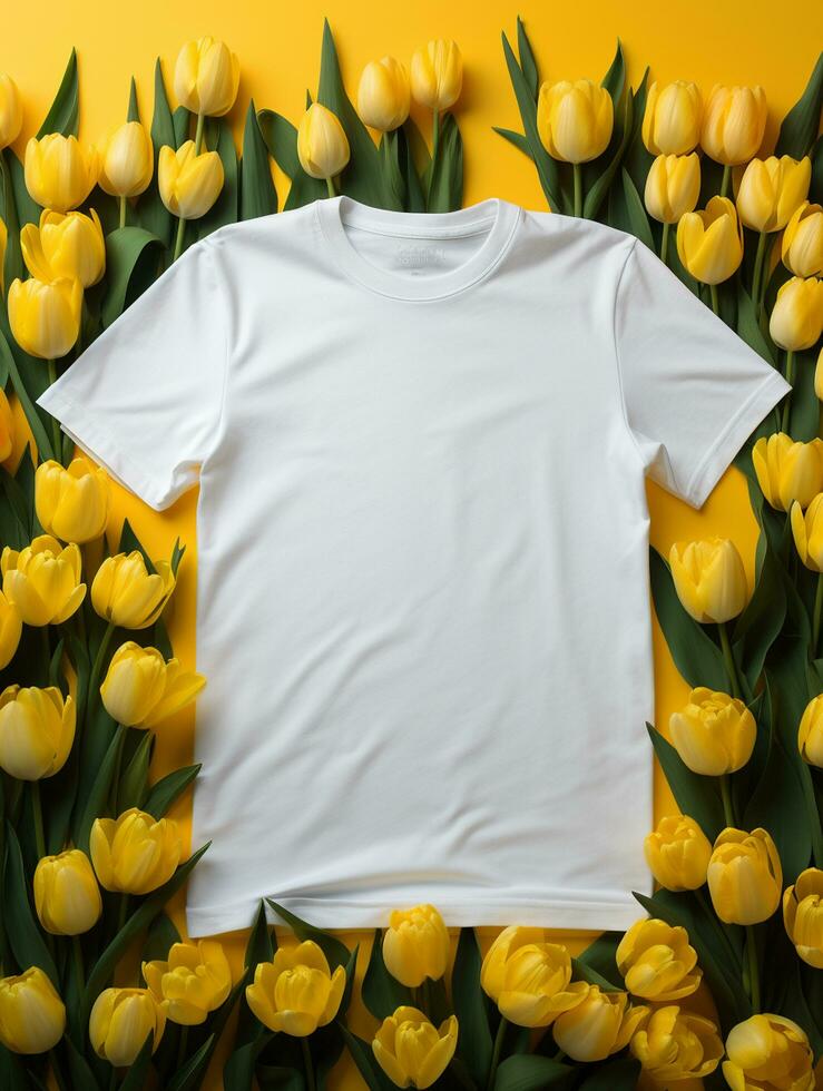 Blank white t-shirt for mockup design AI Generative photo