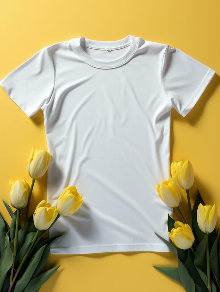 Blank white t-shirt for mockup design AI Generative photo