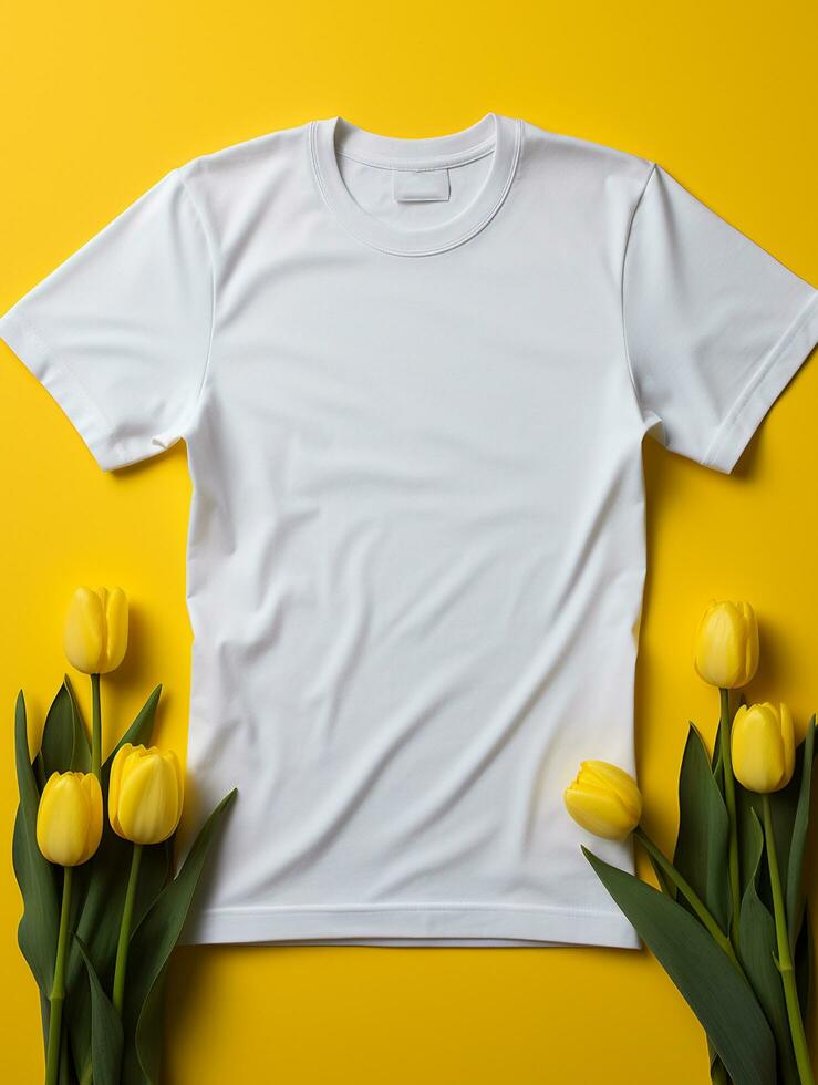 Blank white t-shirt for mockup design AI Generative photo