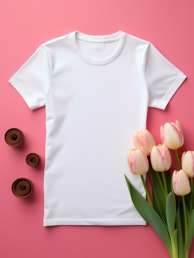 Blank white t-shirt for mockup design AI Generative photo