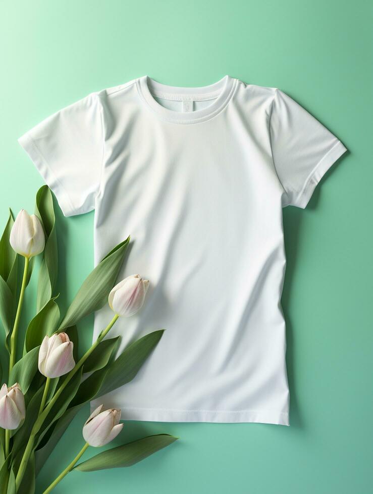 Blank white t-shirt for mockup design AI Generative photo