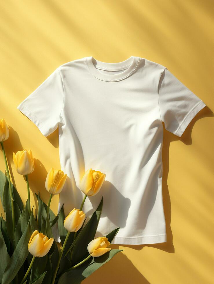 Blank white t-shirt for mockup design AI Generative photo