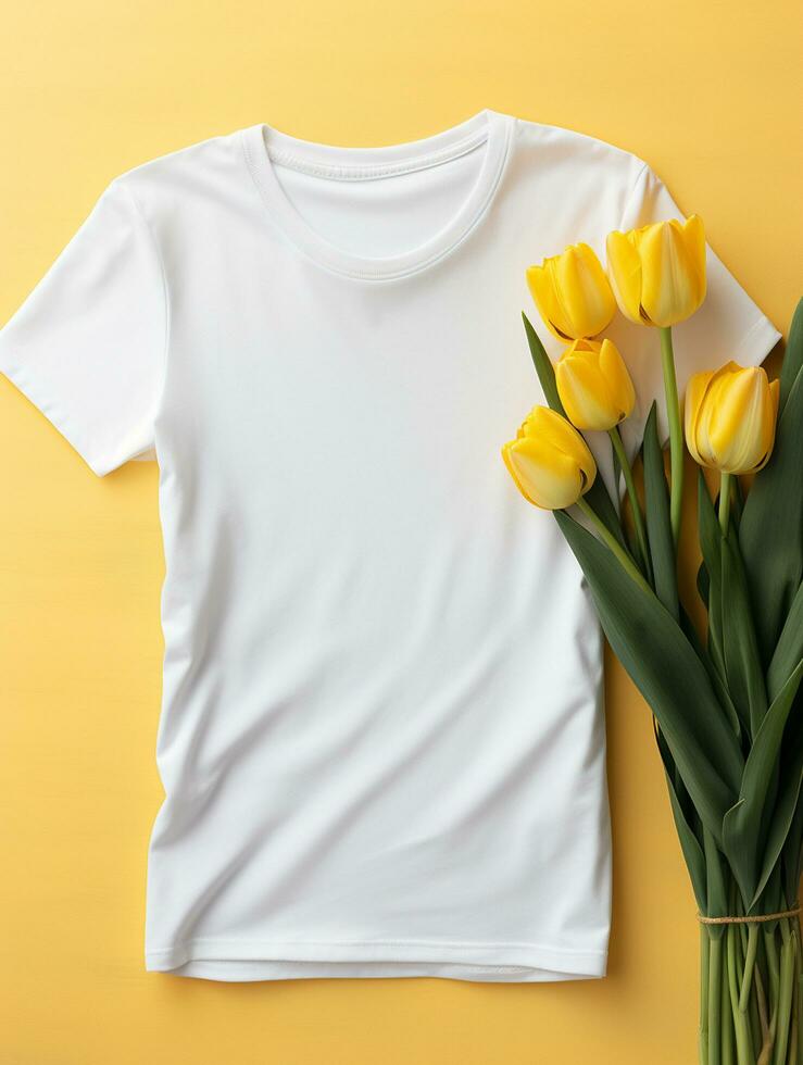 Blank white t-shirt for mockup design AI Generative photo