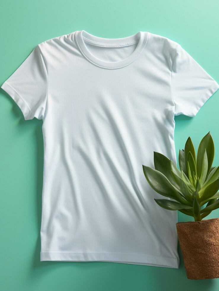 Blank white t-shirt for mockup design AI Generative photo