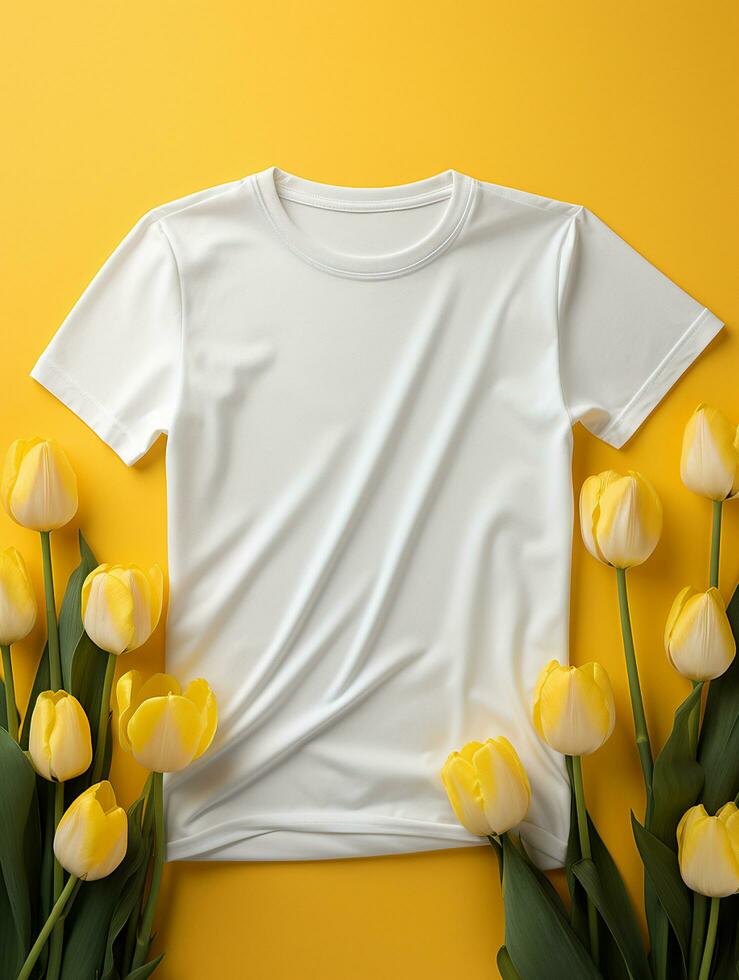 Blank white t-shirt for mockup design AI Generative photo