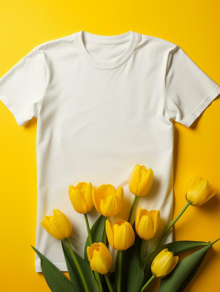 Blank white t-shirt for mockup design AI Generative photo