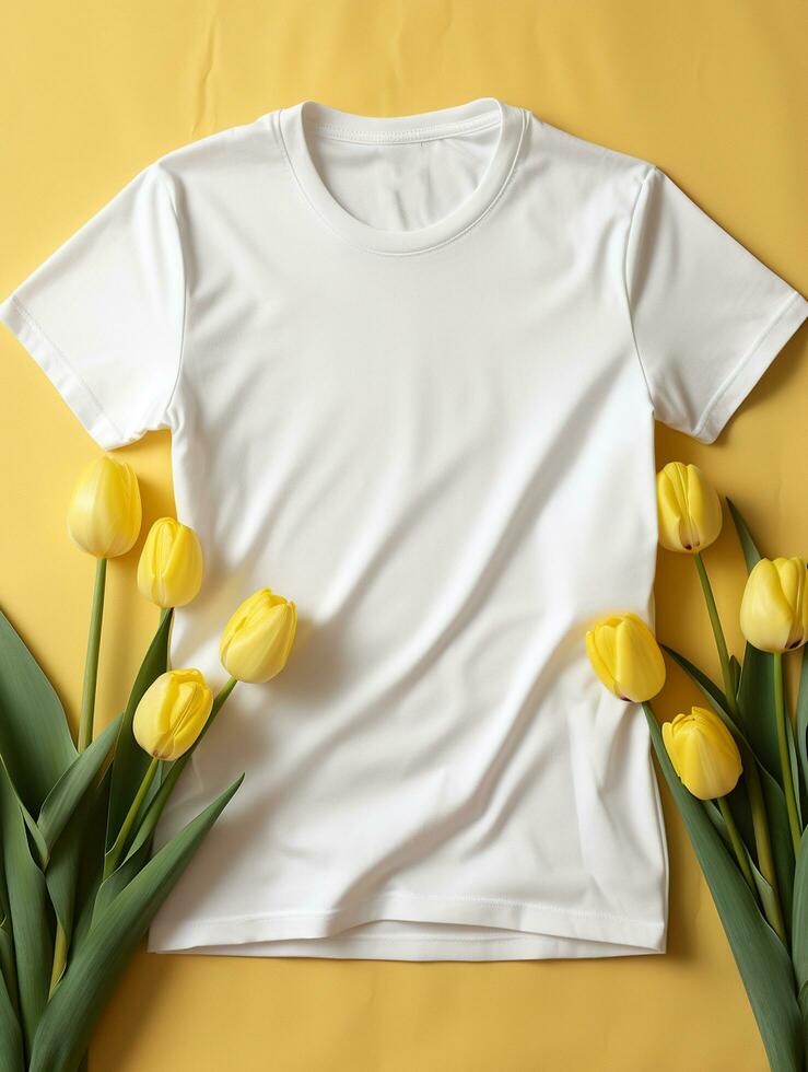 Blank white t-shirt for mockup design AI Generative photo