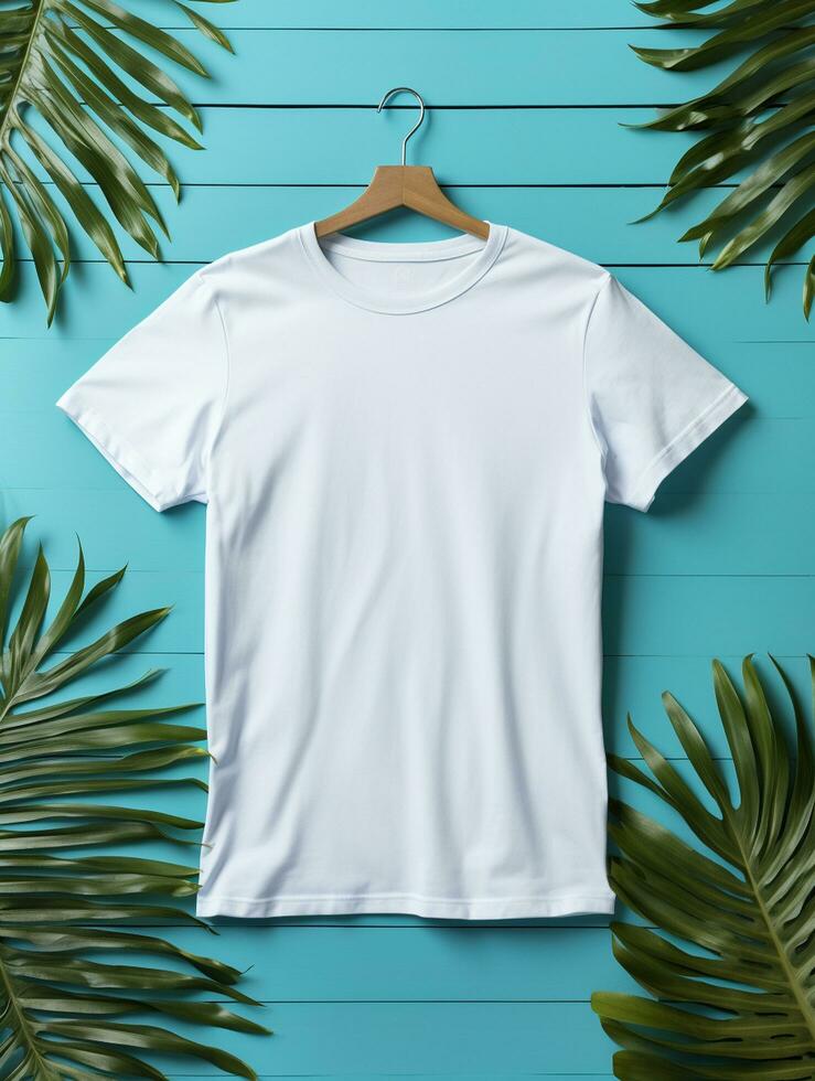 hombres blanco blanco camiseta para Bosquejo diseño ai generativo foto