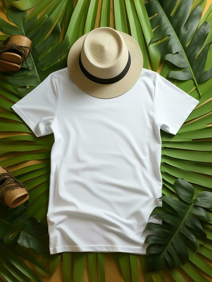 Men blank  white t-shirt for mockup design AI Generative photo