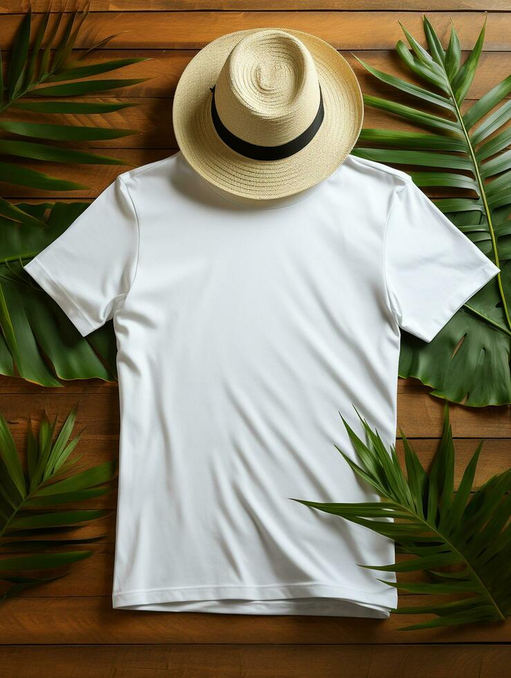 Men blank  white t-shirt for mockup design AI Generative photo