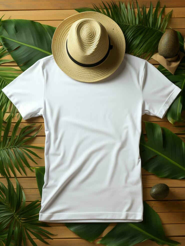 Men blank  white t-shirt for mockup design AI Generative photo