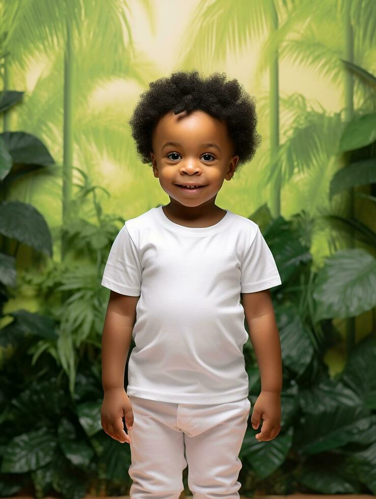 blanco blanco bebé camiseta ai generado foto