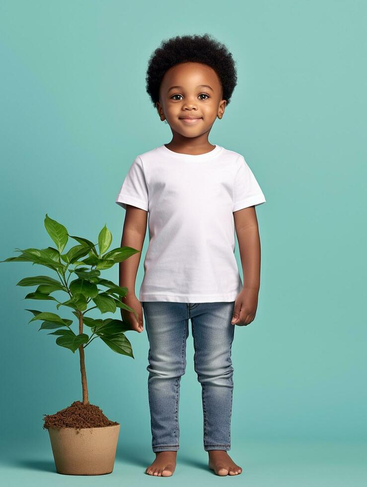 blanco blanco bebé camiseta ai generado foto