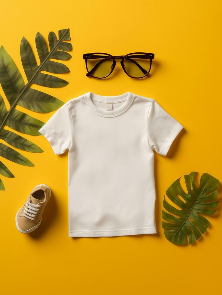 Free photo white t shirt with copy space on background Ai generated