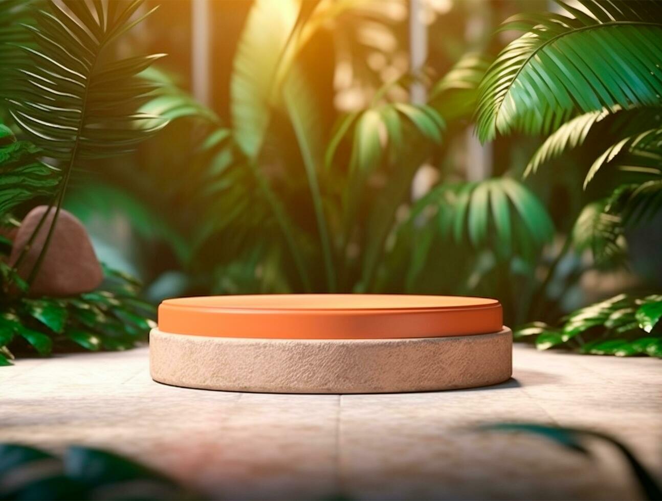 Free photo podium nature pedestal stage product display background Ai generated