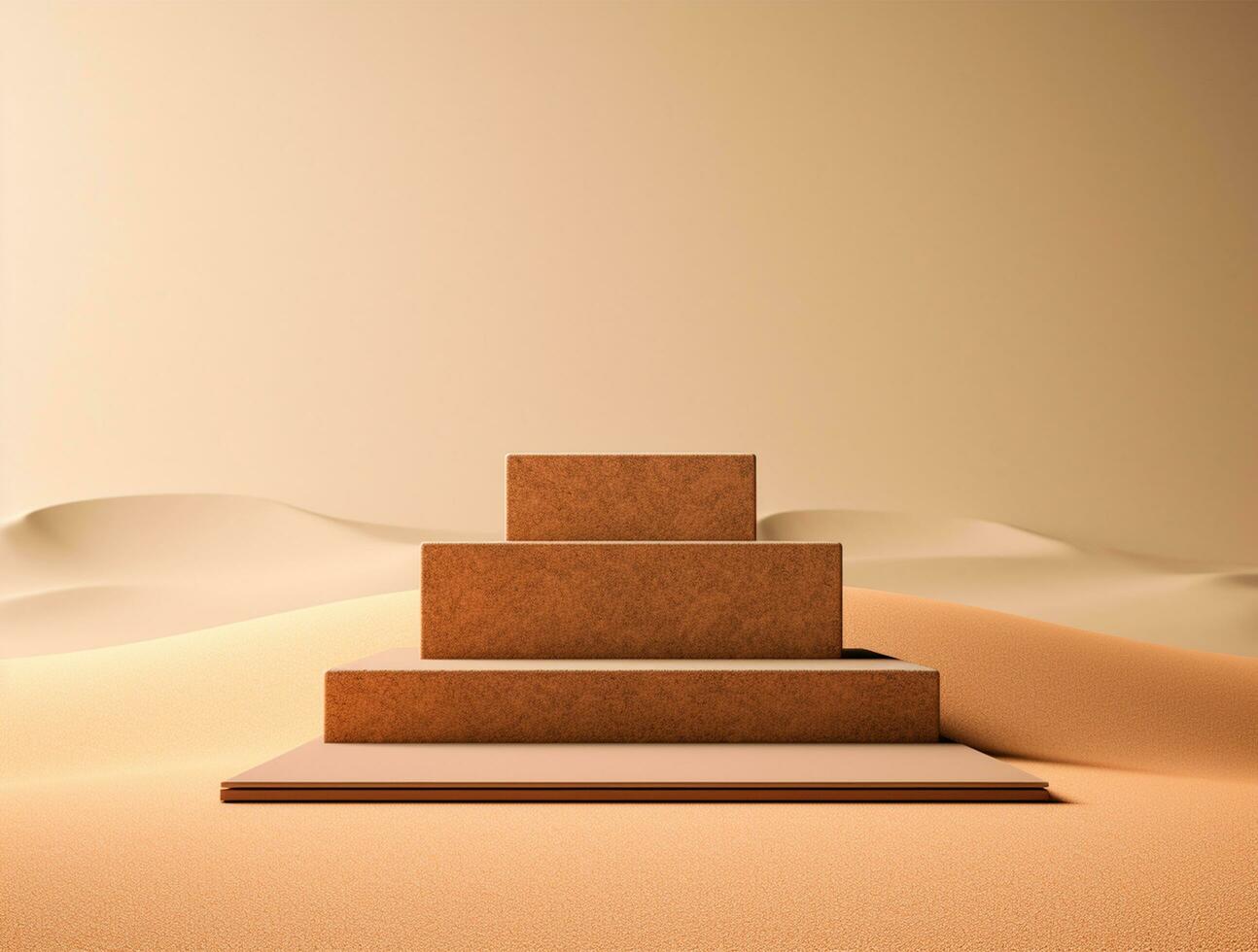 Wooden podium cylinder stage empty scene luxury product display background Ai generated photo