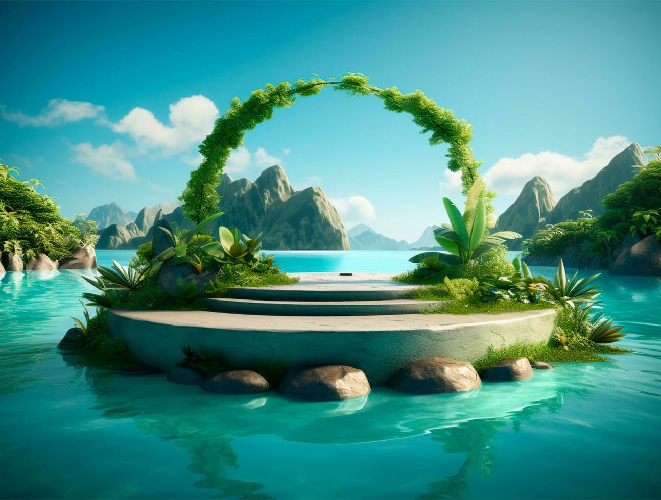 Free photo podium nature pedestal stage product display background Ai generated
