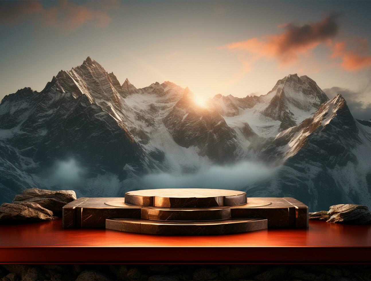 Free photo podium nature pedestal stage product display background Ai generated