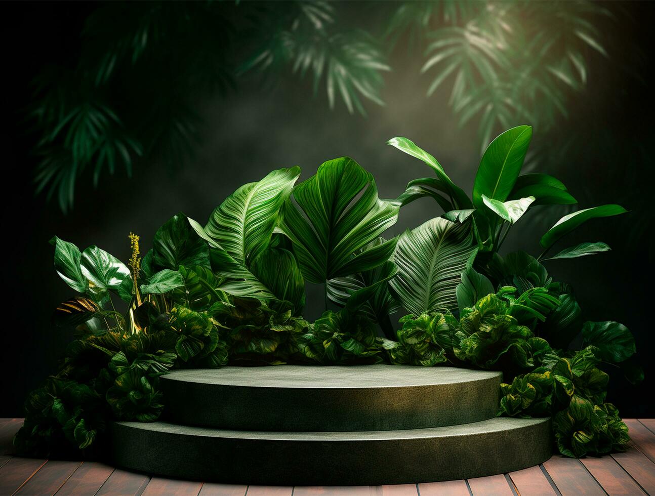 Free photo podium nature pedestal stage product display background Ai generated