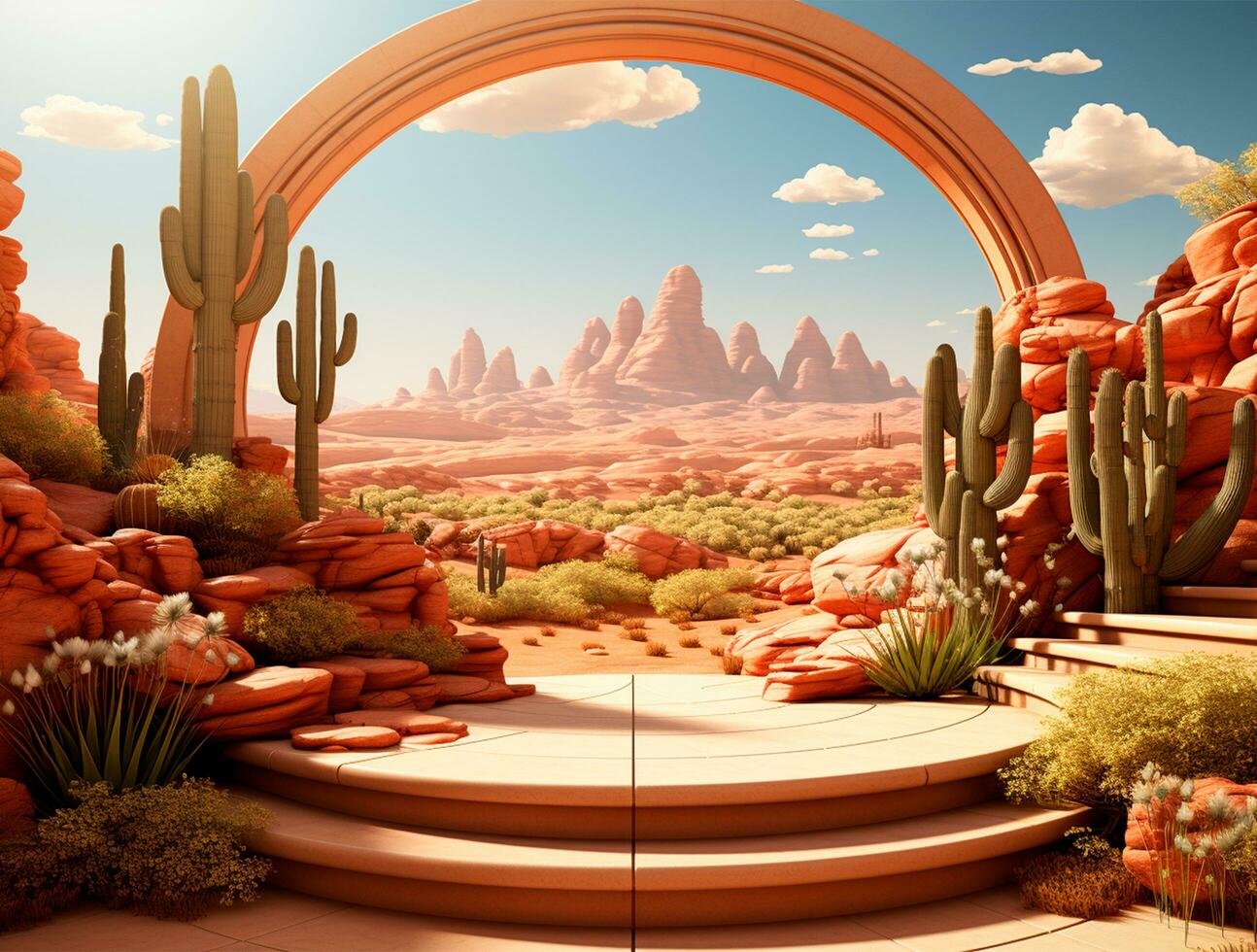 Free photo podium nature pedestal stage product display background Ai generated
