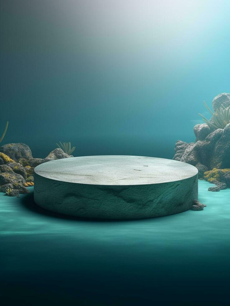 Free photo podium nature pedestal stage product display background Ai generated