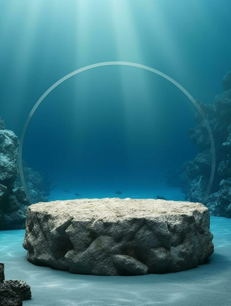 Free photo podium nature pedestal stage product display background Ai generated