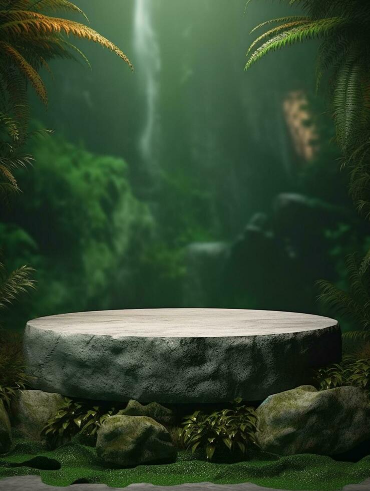 Free photo podium nature pedestal stage product display background Ai generated