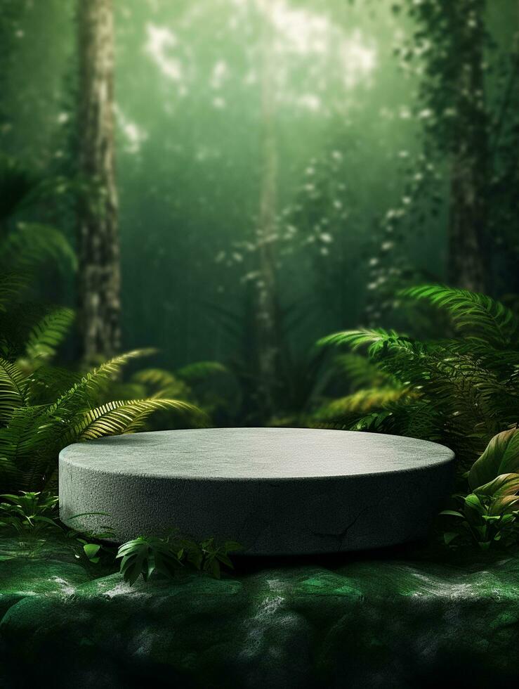 Free photo podium nature pedestal stage product display background Ai generated