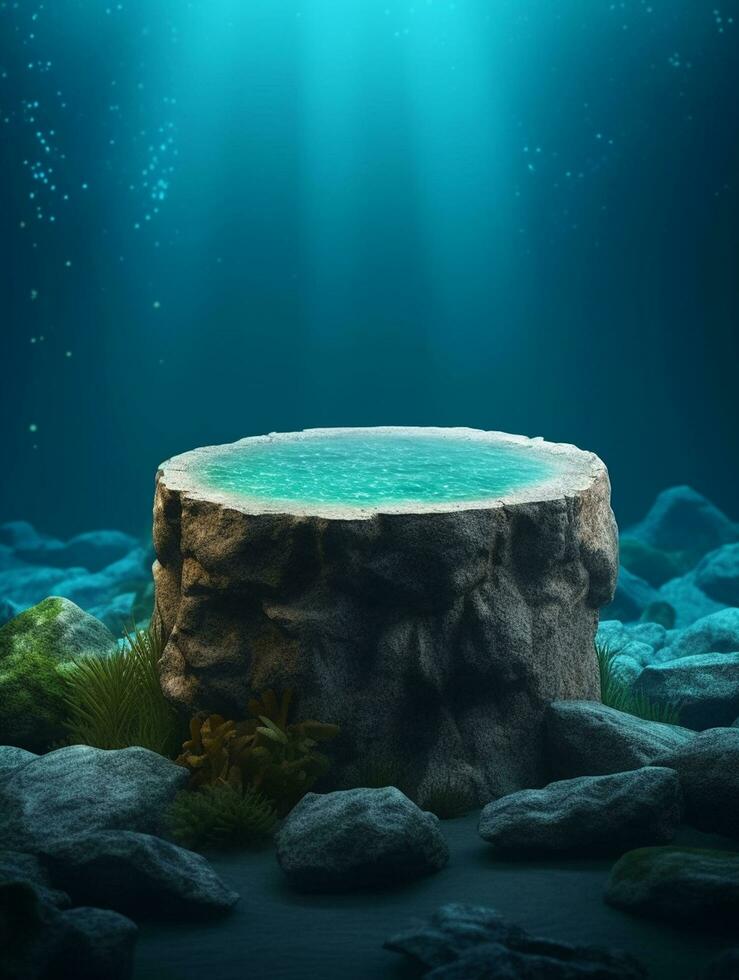 Free photo podium nature pedestal stage product display background Ai generated