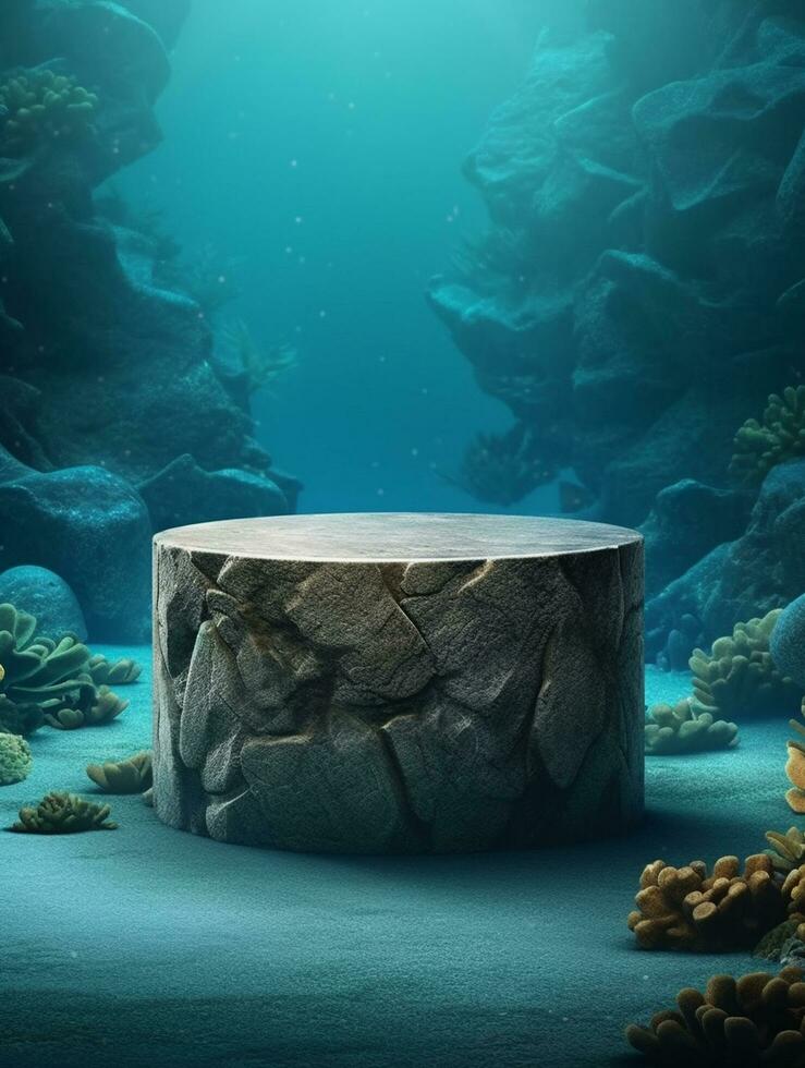 Free photo podium nature pedestal stage product display background Ai generated