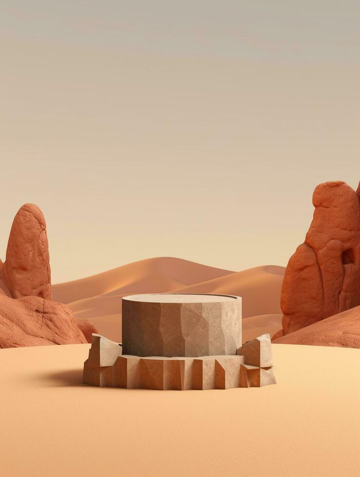 Free photo podium nature pedestal stage product display background Ai generated