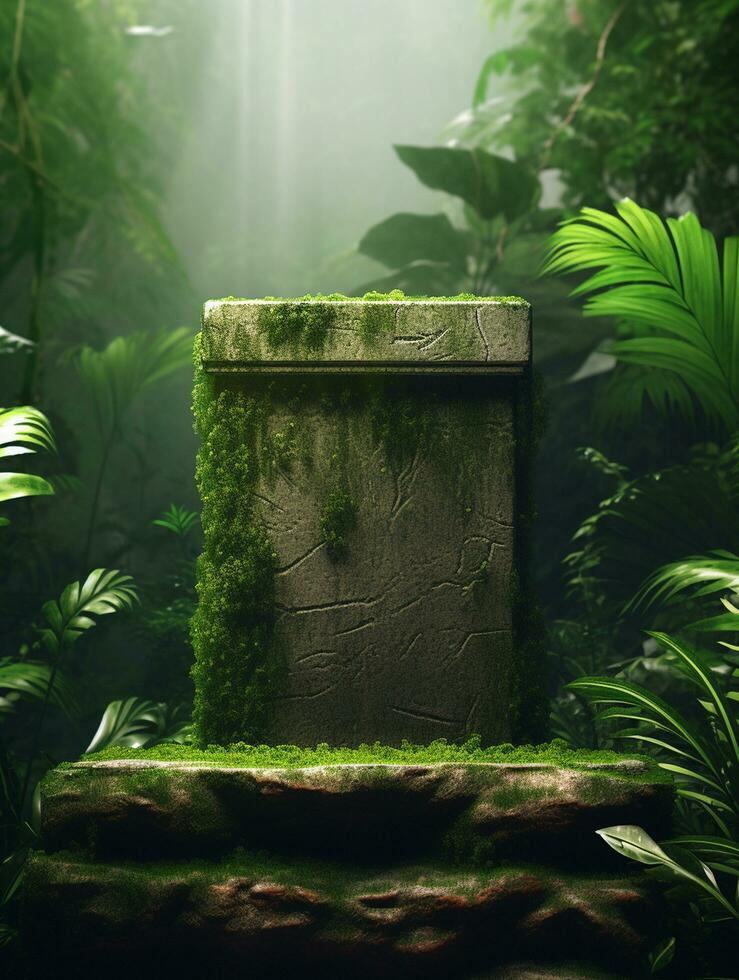 Free photo podium nature pedestal stage product display background Ai generated