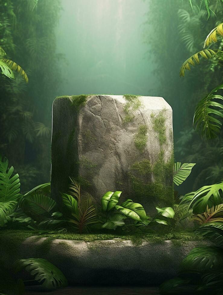 Wooden podium cylinder stage empty scene luxury product display background Ai generated photo