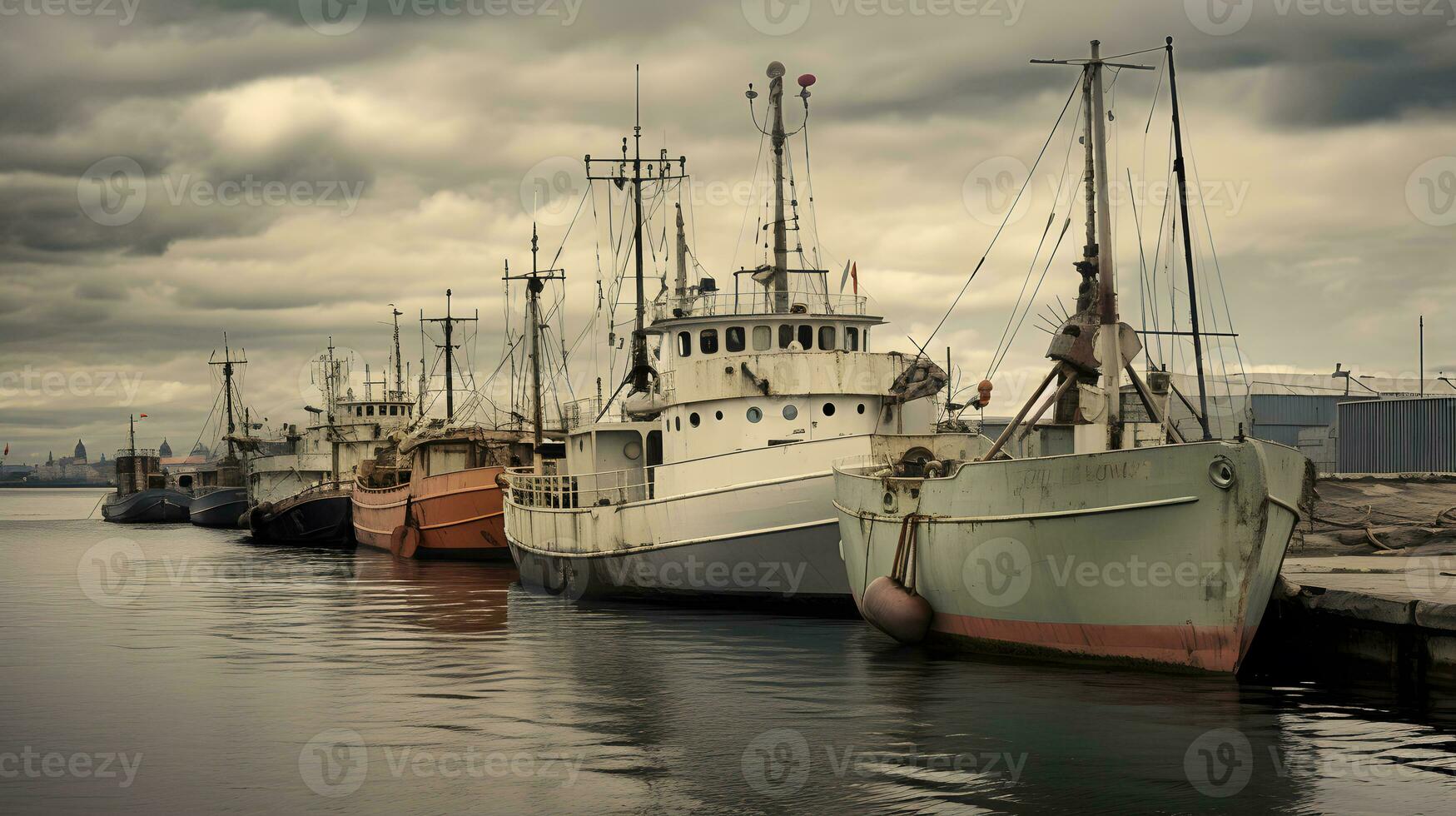 Fishing boats in the port photo