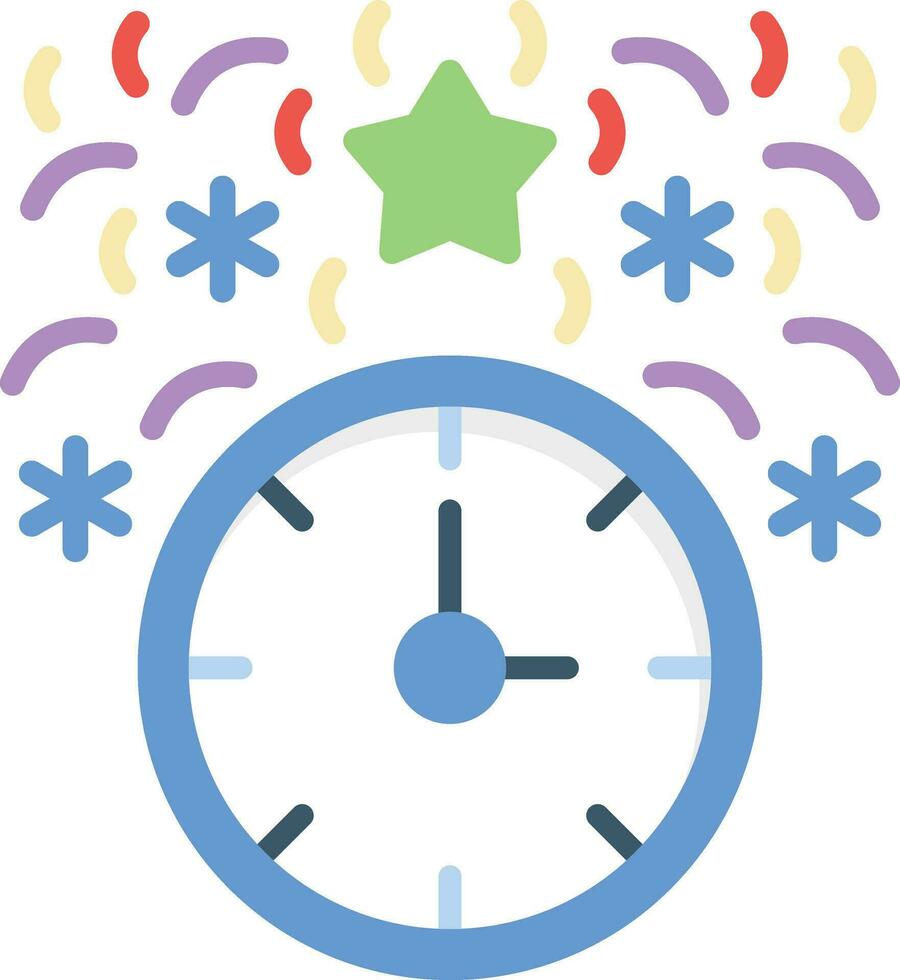 New Year Clock Vector Icon