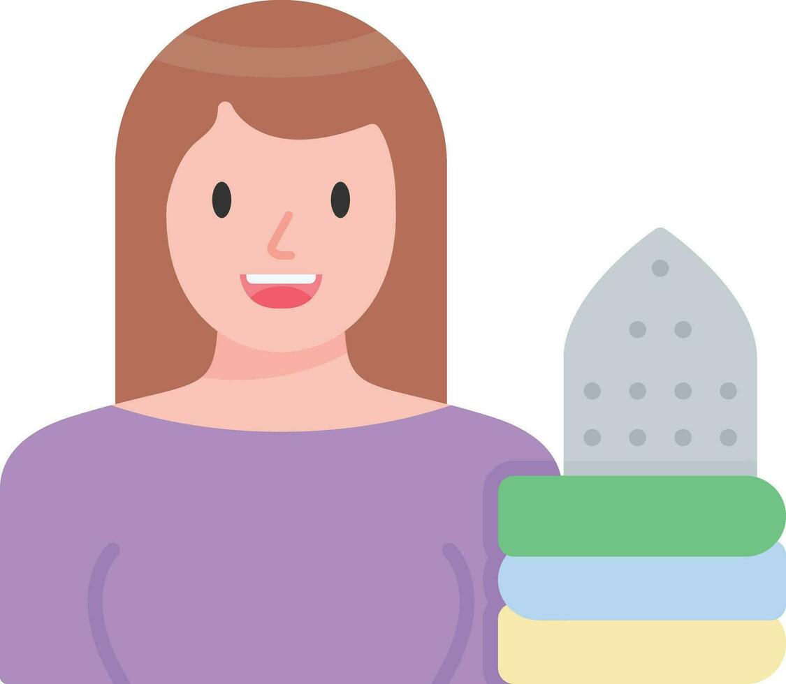 Woman Ironing Clothes Vector Icon