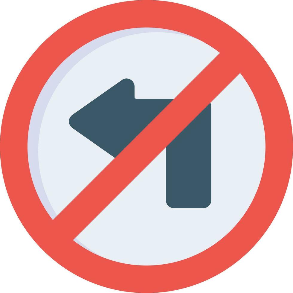 No Left Turn Vector Icon