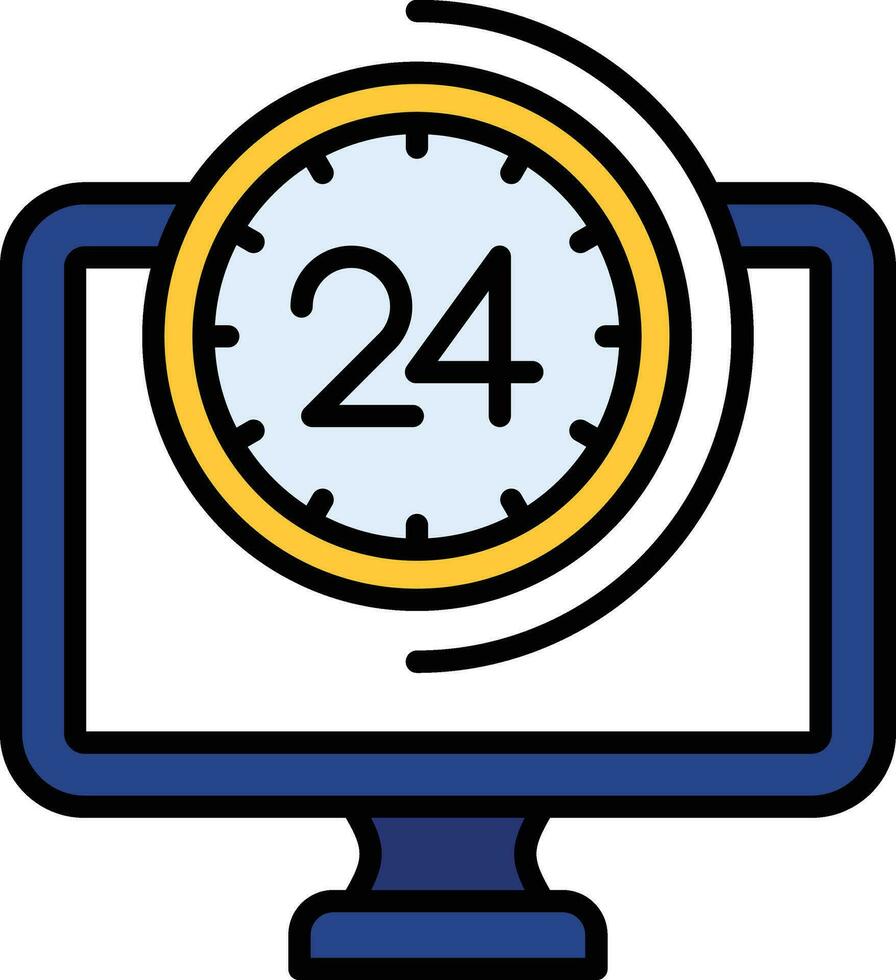 24 7 Monitoring Vector Icon