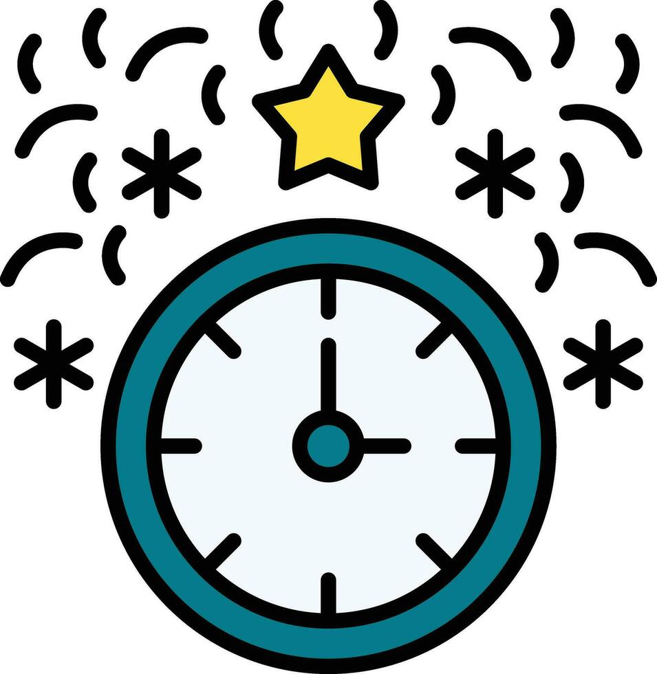 New Year Clock Vector Icon