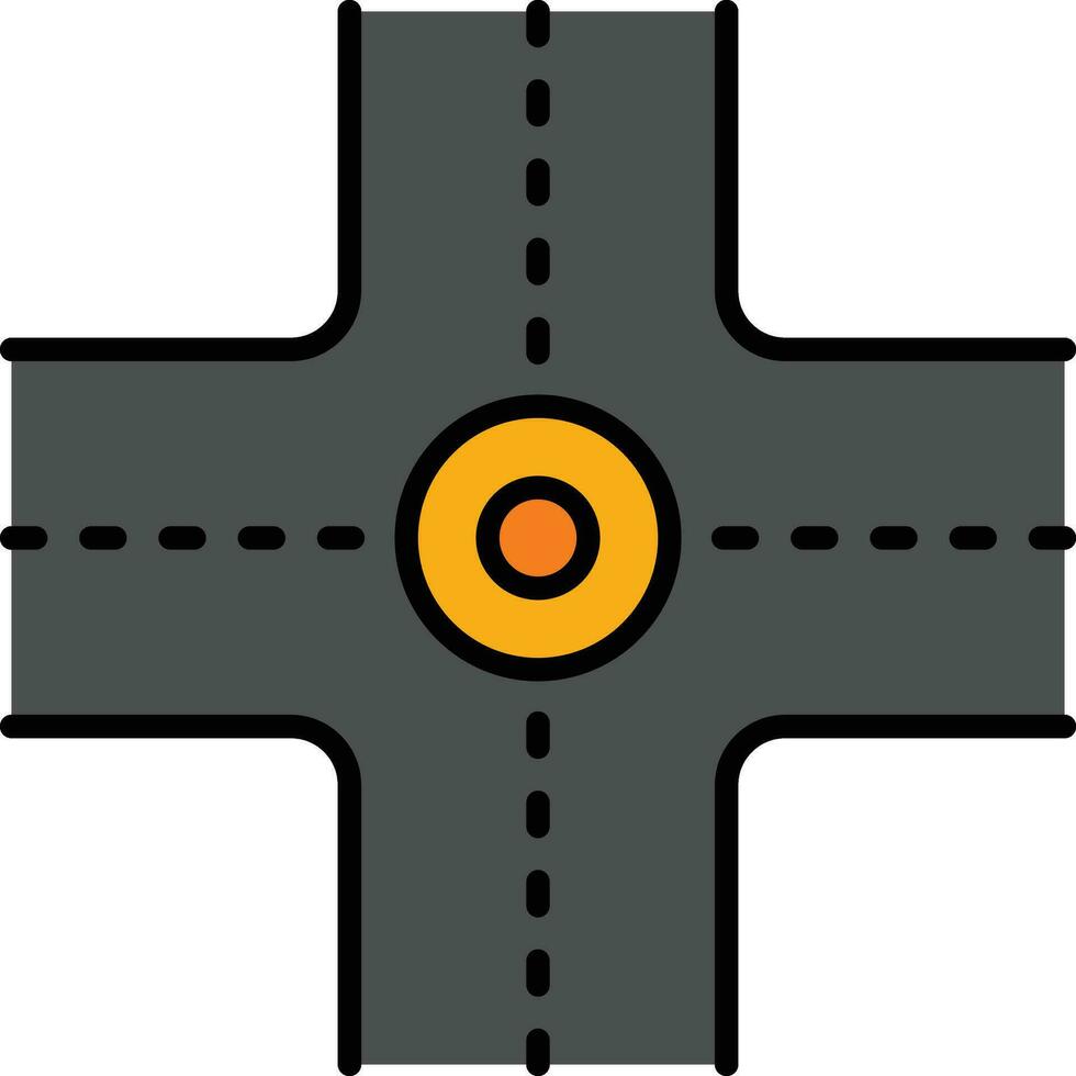 Four Way Intersection Vector Icon