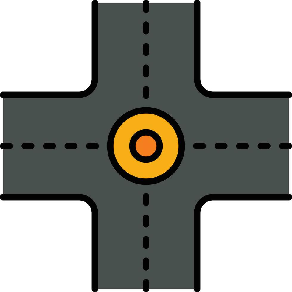 Four Way Intersection Vector Icon